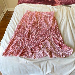 Above knee Skirt, red-pink, Floral